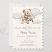 Teddy Bear Vliegtuig Baby shower Uitnodiging (Voorkant)