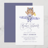 Teddy Bear Vliegtuig Baby shower Uitnodiging (Voorkant / Achterkant)