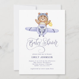 Teddy Bear Vliegtuig Baby shower Uitnodiging