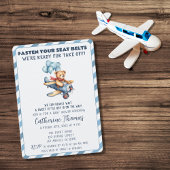 Teddy Bear Vliegtuig Ballonnen Jongen Baby shower Kaart