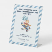 Teddy Bear Vliegtuig Ballonnen Jongen Baby shower  Reclamebord Met Voetstuk (Voorkant)