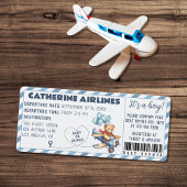 Teddy Bear Vliegtuig Boarding Pass Boy Baby shower Kaart