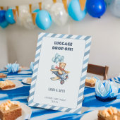 Teddy Bear Vliegtuig Jongen Baby shower Kaarten &  Reclamebord Met Voetstuk