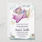 Teddy Bear-vliegtuig | Virtueel Baby shower Kaart (Voorkant)