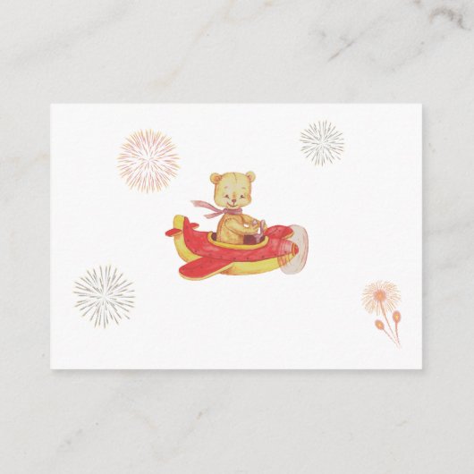 * Teddy Bear Vliegtuig Vuurwerk Luier Raffle Informatiekaartje (Achterkant)