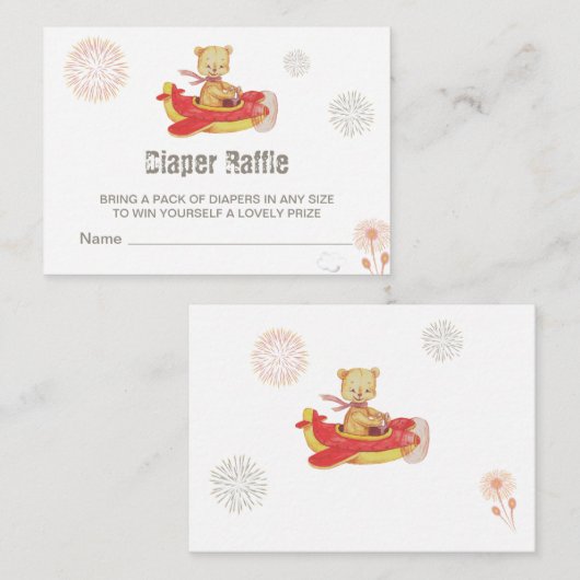 * Teddy Bear Vliegtuig Vuurwerk Luier Raffle Informatiekaartje (Voorkant / Achterkant)