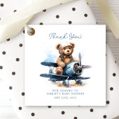 Teddy Bear Vliegtuig Waterverf Boy Baby shower Bedankjes Labels