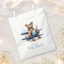 Teddy Bear Vliegtuig Waterverf Boy Baby shower Bedankzakje