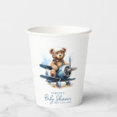 Teddy Bear Vliegtuig Waterverf Boy Baby shower Papieren Bekers (Achterkant)