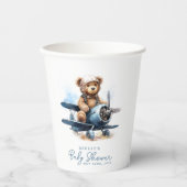 Teddy Bear Vliegtuig Waterverf Boy Baby shower Papieren Bekers (Voorkant)
