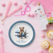 Teddy Bear Vliegtuig Waterverf Boy Baby shower Papieren Bordje (Feest)
