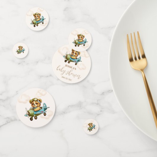 Teddy Bear Vliegtuigpiloot Baby shower Confetti (Groep)
