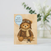 Teddy Bear  Vliegtuigverjaardag grillig Briefkaart (Staand voorkant)