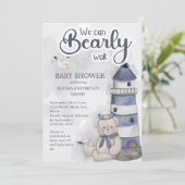 Teddy Bear Vuurtoren Barly Wait Baby Jongen Douche Kaart (Staand voorkant)