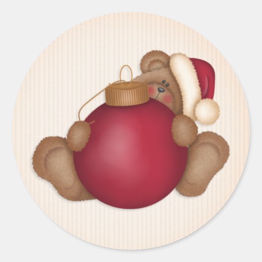 Teddy Bear w Ornament 1 - Vakantie Stickers (Voorkant)