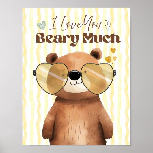 Teddy bear wall art I love you beary much poster (Voorkant)