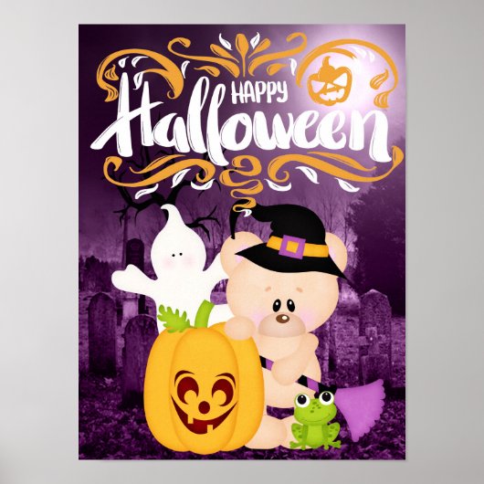 Teddy Bear Warlock - Happy Halloween Poster (Voorkant)