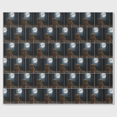 Teddy Bear Watching Santa Claus and Reindeer Cadeaupapier (Vlak)