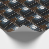 Teddy Bear Watching Santa Claus and Reindeer Cadeaupapier (Hoek)