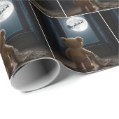 Teddy Bear Watching Santa Claus and Reindeer Cadeaupapier (Rol Hoek)
