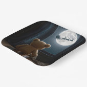 Teddy Bear Watching Santa Claus and Reindeer Papieren Bordje (Gebogen)