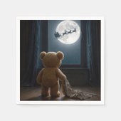 Teddy Bear Watching Santa Claus and Reindeer Servet (Voorkant)