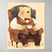 Teddy Bear Watercolor Nursery Wall Art Poster (Voorkant)