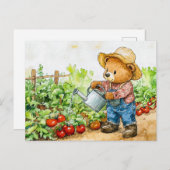 Teddy Bear Watering Tomato Plants Briefkaart (Voorkant / Achterkant)
