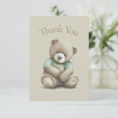 Teddy Bear Waterverf Baby shower Dank je wel Bedankkaart (Staand voorkant)