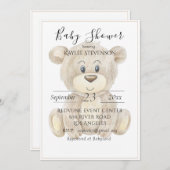 Teddy Bear Waterverf Baby shower Uitnodiging (Voorkant / Achterkant)