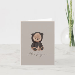 Teddy Bear Waterverf Black Brown Neutral Bedankkaart