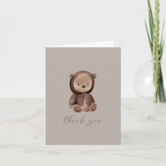 Teddy Bear Waterverf Boho Brown Neutral Bedankkaart (Voorkant)