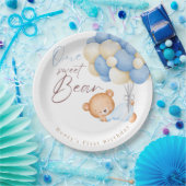 Teddy Bear Waterverf Boy 1e verjaardagsfeestje Papieren Bordje (Feest)