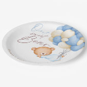 Teddy Bear Waterverf Boy 1e verjaardagsfeestje Papieren Bordje (Gekanteld)