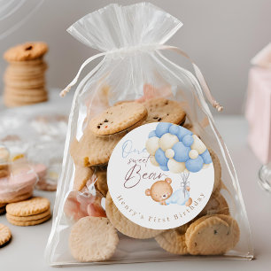 Teddy Bear Waterverf Boy 1e verjaardagsfeestje Ronde Sticker