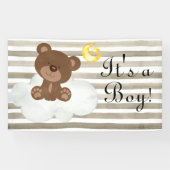 Teddy Bear Waterverf Cute Baby Baby shower  Spandoek (Horizontaal)