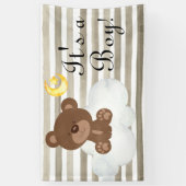 Teddy Bear Waterverf Cute Baby Baby shower Spandoek (Verticaal)