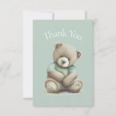 Teddy Bear Waterverf Green Baby shower Dank u wel Bedankkaart (Voorkant)