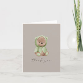 Teddy Bear Waterverf Green Brown Neutral Bedankkaart