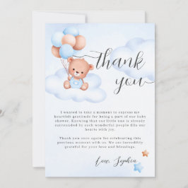 Teddy Bear Waterverf Jongen Baby shower Bedankkaart