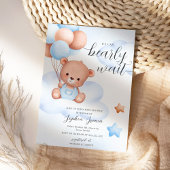 Teddy Bear Waterverf Jongen Baby shower Kaart