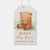Teddy Bear Waterverf Mama Baby shower Dank je wel Cadeaulabel (Voorkant)