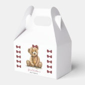 Teddy Bear Waterverf Meisje Baby shower Bedankdoosjes (Achterkant)