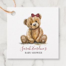 Teddy Bear Waterverf Meisje Baby shower Bedankjes Labels