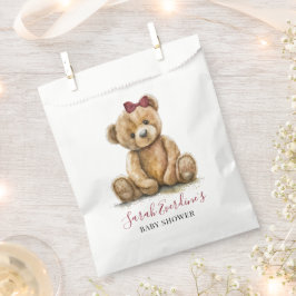 Teddy Bear Waterverf Meisje Baby shower Bedankzakje