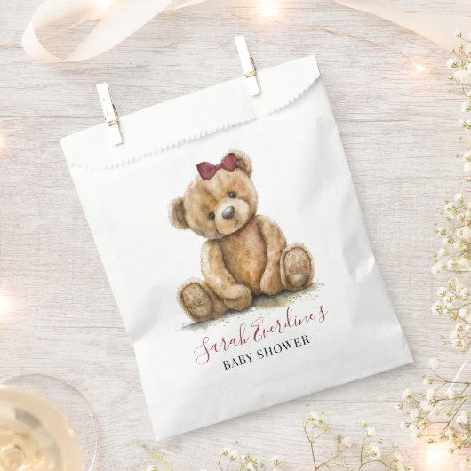 Teddy Bear Waterverf Meisje Baby shower Bedankzakje (Geknipt)