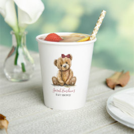 Teddy Bear Waterverf Meisje Baby shower Papieren Bekers