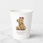 Teddy Bear Waterverf Meisje Baby shower Papieren Bekers (Voorkant)
