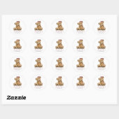 Teddy Bear Waterverf Meisje Baby shower Ronde Sticker (Vel)