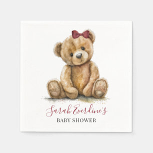 Teddy Bear Waterverf Meisje Baby shower Servet